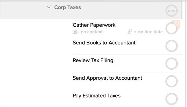 OmniFocus: Tax Steps