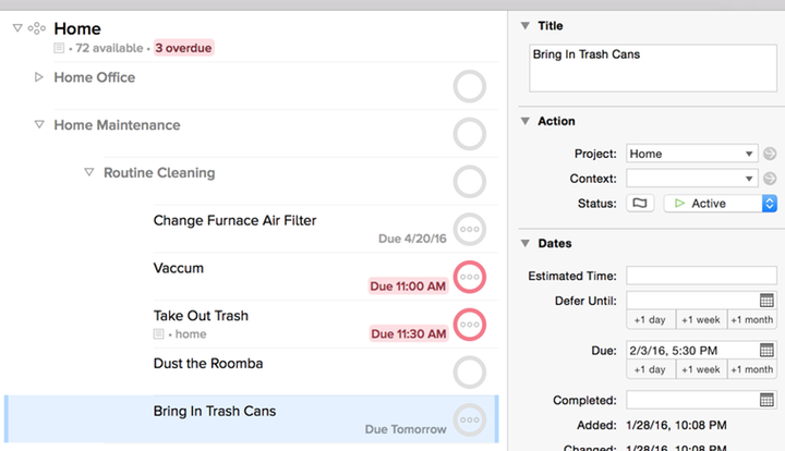 OmniFocus Task Hierarchy